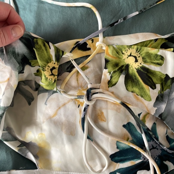 Petal and Pup Ivory and Blue/Green Floral Midi Dress - Picture 4 of 7